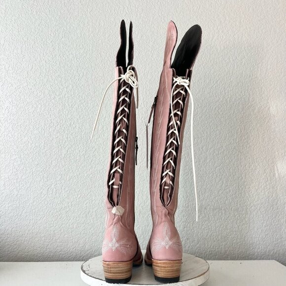 Lane LEXINGTON Over the Knee Womens Cowboy Boots 6.5 Pink Western Cowgirl Tall - Picture 3 of 16